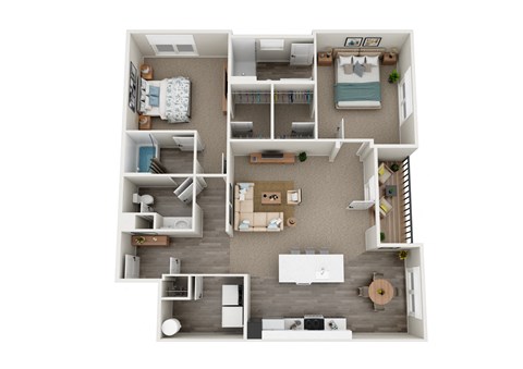 Floor plan for 2 beds, 2 baths, 1274 sqft